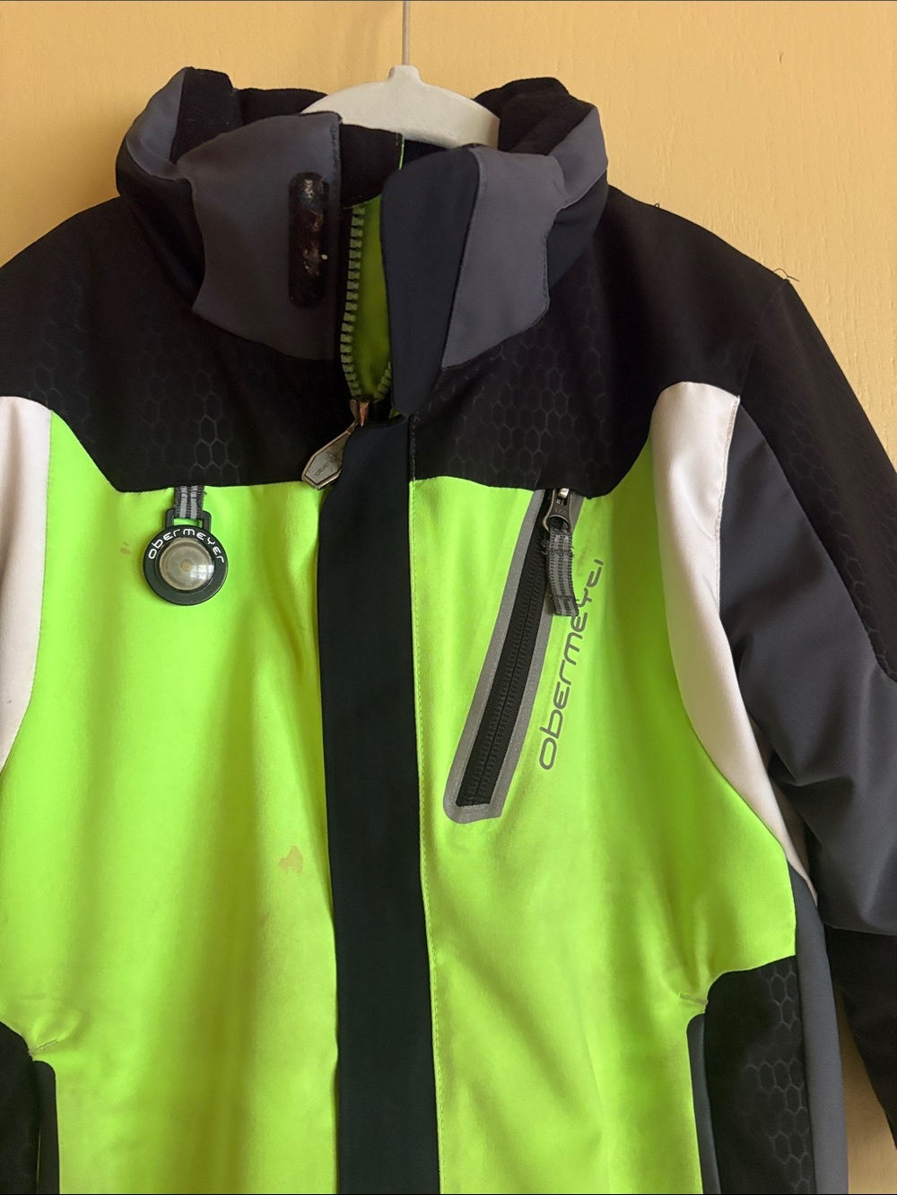 Obermeyer Kids High-Vis Lime Green and Blue Winter/Ski Jacket - Picture 2 of 4